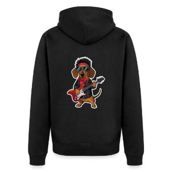 Dackel In Kostümen Rock Bandana - Unisex Premium Bio Zip Hoodie - Schwarz - Hinten - Nico (187cm)
