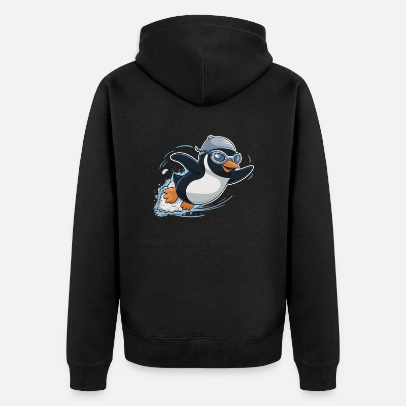 Nageur Pingouin Nageur Natation - Veste à capuche bio Premium Unisexe - noir