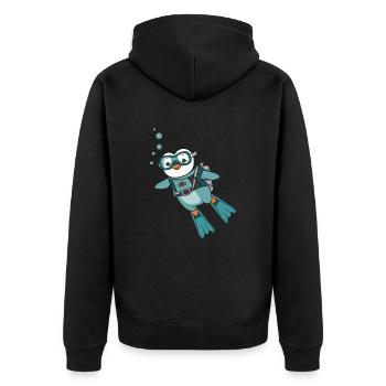 Süßer Pinguin Taucher Illustration - Unisex Premium Bio Zip Hoodie - Schwarz - Hinten - Nico (187cm)