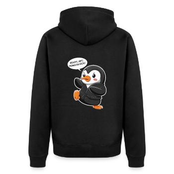 À vos marques, prêts, coup de pied de pingouin ! Pingouin mignon - Veste à capuche bio Premium Unisexe - noir - Dos - Nico (187cm)