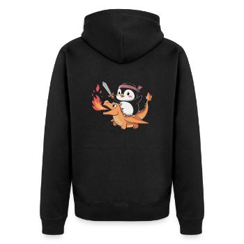 Pingouin chevauche un dragon de feu avec une épée - Veste à capuche bio Premium Unisexe - noir - Dos - Nico (187cm)