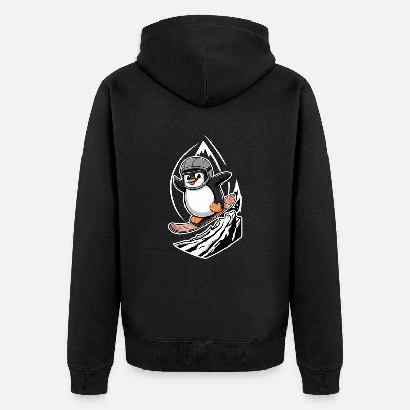 Penguin Snowboard Adventure - Veste à capuche bio Premium Unisexe - noir
