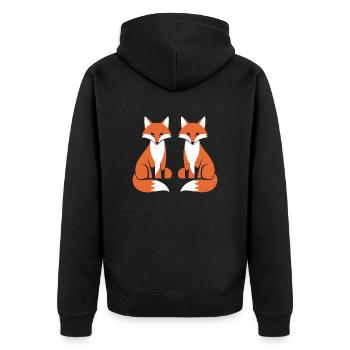 Zwei Füchse Fox Artistic Design - Unisex Premium Bio Zip Hoodie - Schwarz - Hinten - Nico (187cm)