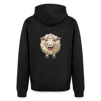 Lustiges Lachendes Schaf Cartoon - Unisex Premium Bio Zip Hoodie - Schwarz - Hinten - Nico (187cm)