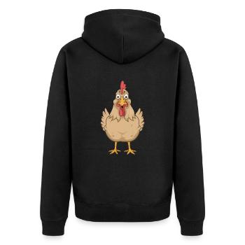 Lustiges Huhn Comic Zeichnung Spaß - Unisex Premium Bio Zip Hoodie - Schwarz - Hinten - Nico (187cm)