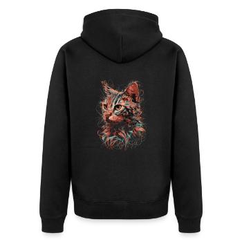 Cat Art Drawing Abstract Animal Illustration - Unisex Premium Organic Zip Hoodie - black - Back - Nico (187cm)