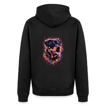 Rottweiler Art Dessin Abstrait Chien - Veste à capuche bio Premium Unisexe - noir - Dos - Nico (187cm)