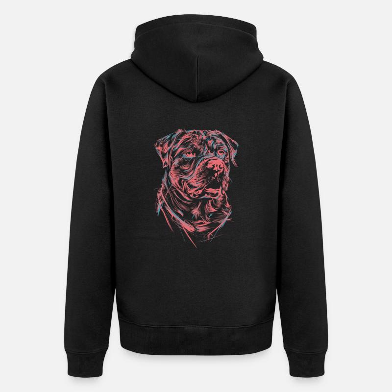 Rottweiler dessin abstrait chien illustration - Veste à capuche bio Premium Unisexe - noir