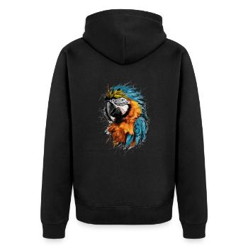 Macaw Art Drawing Abstract Animal Illustration - Unisex Premium Organic Zip Hoodie - black - Back - Nico (187cm)