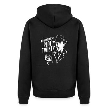 Murder Mystery Dinner Outfit Plot Twist - Unisex Premium Bio Zip Hoodie - Schwarz - Hinten - Nico (187cm)