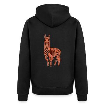 Lama abstrait Géométrique Line Art - Veste à capuche bio Premium Unisexe - noir - Dos - Nico (187cm)