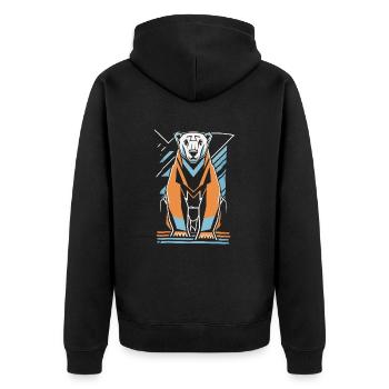 Abstract Polar Bear In Geometric Shapes - Unisex Premium Organic Zip Hoodie - black - Back - Nico (187cm)