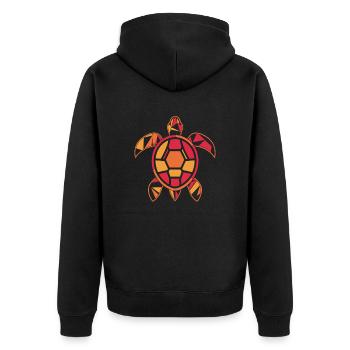 Bunte Schildkröte mit Geometrischen Formen - Unisex Premium Bio Zip Hoodie - Schwarz - Hinten - Nico (187cm)