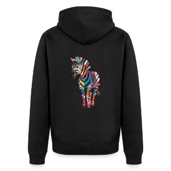 Colorful Zebra Artwork for Animal Lovers - Unisex Premium Organic Zip Hoodie - black - Back - Nico (187cm)