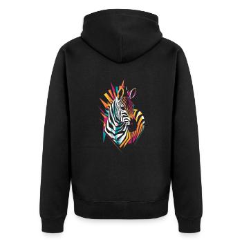Colorful Zebra Artwork Illustration - Unisex Premium Organic Zip Hoodie - black - Back - Nico (187cm)