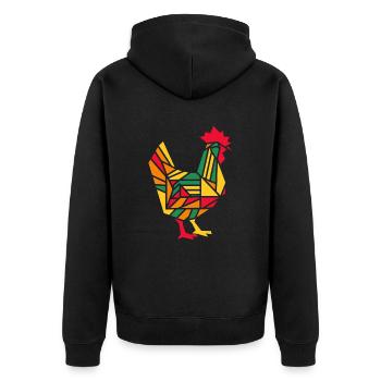 Colorful Geometric Farm Animal Graphic Rooster - Unisex Premium Organic Zip Hoodie - black - Back - Nico (187cm)