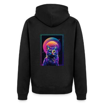 Animal Art Planète Fantasy Œuvre d’art Chat devant Saturne - Veste à capuche bio Premium Unisexe - noir - Dos - Nico (187cm)