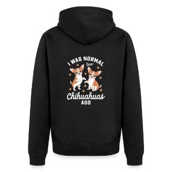 Ich War Normal Vor Zwei Chihuahuas - Unisex Premium Bio Zip Hoodie - Schwarz - Hinten - Nico (187cm)