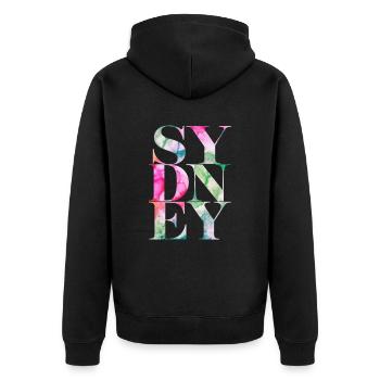 Motif d’aquarelle souvenir de Sydney - Veste à capuche bio Premium Unisexe - noir - Dos - Nico (187cm)