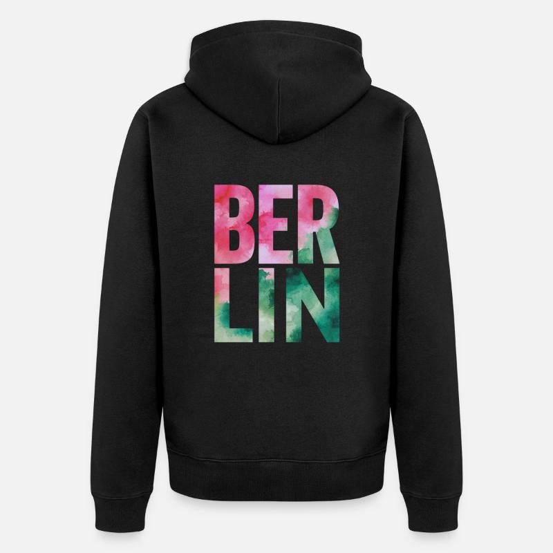 Lettrage aquarelle souvenir de Berlin - Veste à capuche bio Premium Unisexe - noir