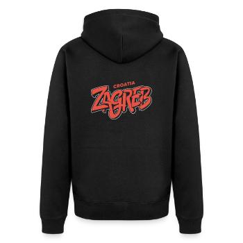 Zagreb Souvenir Croatia - Unisex Premium Organic Zip Hoodie - black - Back - Nico (187cm)