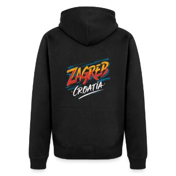 Zagreb Croatia Souvenir Artwork - Unisex Premium Organic Zip Hoodie - black - Back - Nico (187cm)