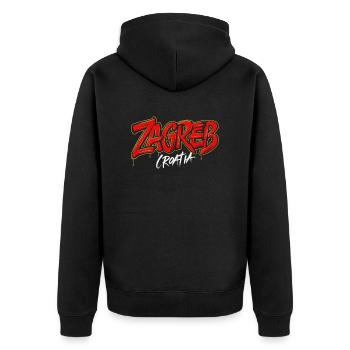Zagreb Croatia Souvenir - Unisex Premium Organic Zip Hoodie - black - Back - Nico (187cm)
