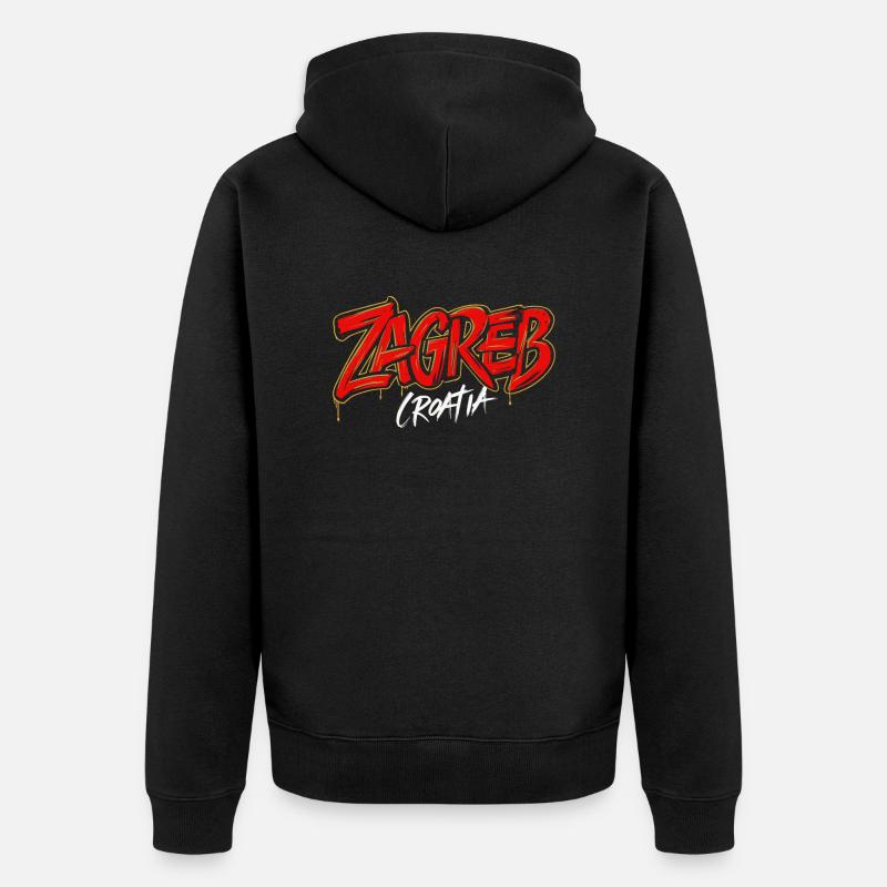 Zagreb, Croatie, Souvenir - Veste à capuche bio Premium Unisexe - noir