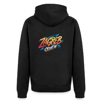 Zagreb Croatia Souvenir - Unisex Premium Organic Zip Hoodie - black - Back - Nico (187cm)