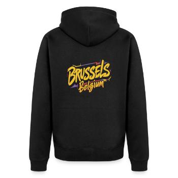 Mémoire souvenir de Varsovie Pologne - Veste à capuche bio Premium Unisexe - noir - Dos - Nico (187cm)