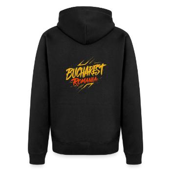 Warsaw Poland Souvenir Reminder - Unisex Premium Organic Zip Hoodie - black - Back - Nico (187cm)