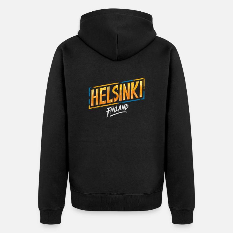Souvenir d'Helsinki Finlande - Veste à capuche bio Premium Unisexe - noir