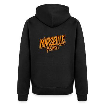 Marseille France Souvenir Highlight - Unisex Premium Organic Zip Hoodie - black - Back - Nico (187cm)
