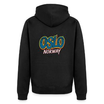 Souvenir d'Oslo Norvège pour les voyageurs - Veste à capuche bio Premium Unisexe - noir - Dos - Nico (187cm)