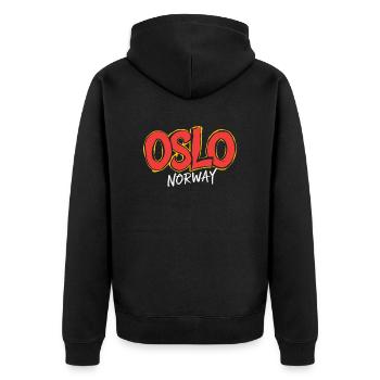 Oslo, Norvège, souvenir - Veste à capuche bio Premium Unisexe - noir - Dos - Nico (187cm)