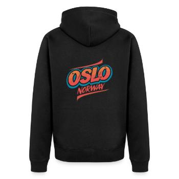 Oslo Norway Souvenir for Travelers - Unisex Premium Organic Zip Hoodie - black - Back - Nico (187cm)