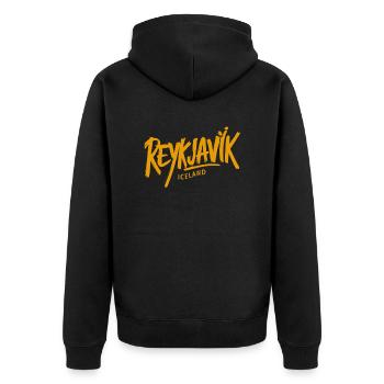 Reykjavik Iceland Souvenir - Unisex Premium Bio Zip Hoodie - Schwarz - Hinten - Nico (187cm)