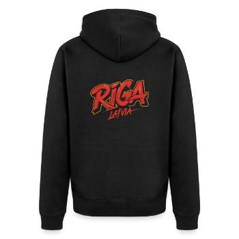 Conception de souvenirs de Riga Lettonie - Veste à capuche bio Premium Unisexe - noir - Dos - Nico (187cm)