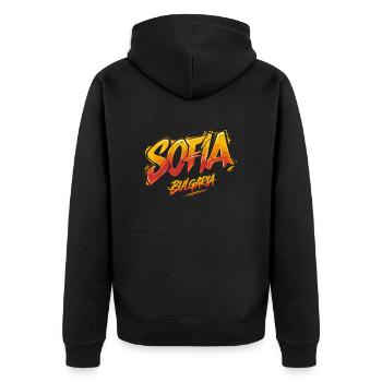 Sofia Bulgaria Souvenir - Unisex Premium Organic Zip Hoodie - black - Back - Nico (187cm)