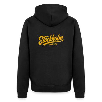 Stockholm Sweden Souvenir - Unisex Premium Organic Zip Hoodie - black - Back - Nico (187cm)