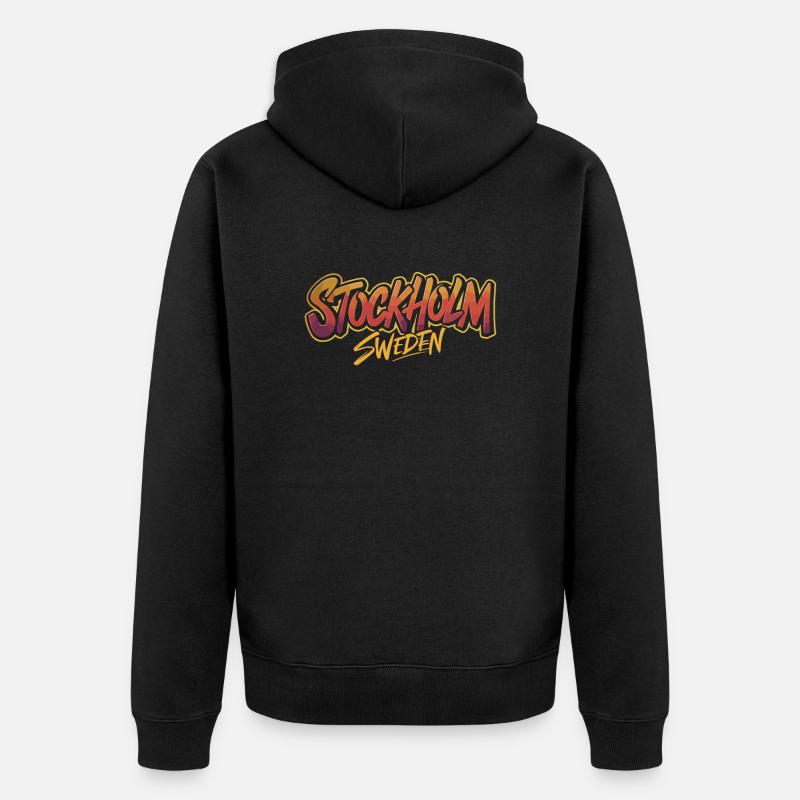 Stockholm Suède Souvenir Design - Veste à capuche bio Premium Unisexe - noir