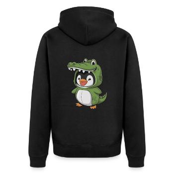 Pingouin en costume de crocodile - Veste à capuche bio Premium Unisexe - noir - Dos - Nico (187cm)