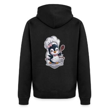 Penguin chef with chef's hat and spoon - Unisex Premium Organic Zip Hoodie - black - Back - Nico (187cm)