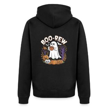 Halloween Boo-Brew Ghosts and Pumpkins - Unisex Premium Organic Zip Hoodie - black - Back - Nico (187cm)