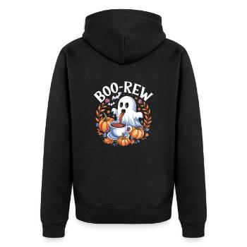 Halloween Boo-Rew Geist Mit Kaffee Und Kürbissen - Unisex Premium Bio Zip Hoodie - Schwarz - Hinten - Nico (187cm)