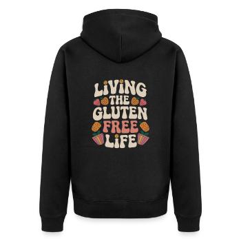 Vivez la vie sans gluten avec style - Veste à capuche bio Premium Unisexe - noir - Dos - Nico (187cm)