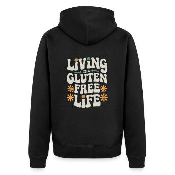 La vie La vie sans gluten - Veste à capuche bio Premium Unisexe - noir - Dos - Nico (187cm)