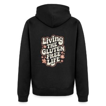 Enjoying the Gluten-Free Life - Unisex Premium Organic Zip Hoodie - black - Back - Nico (187cm)