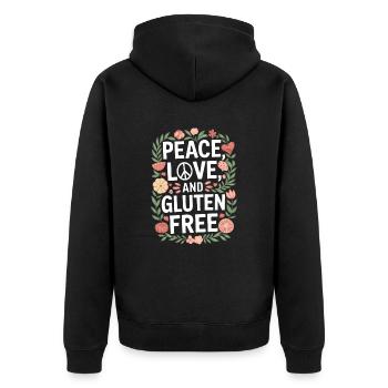 Paix, amour et sans gluten - Veste à capuche bio Premium Unisexe - noir - Dos - Nico (187cm)