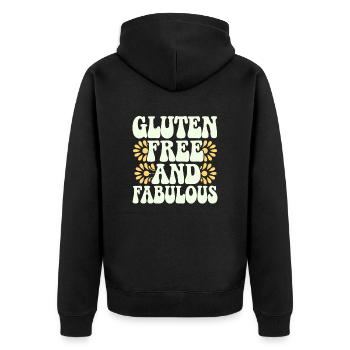 Glutenfrei und Fabelhaft Design für Allergiker - Unisex Premium Bio Zip Hoodie - Schwarz - Hinten - Nico (187cm)